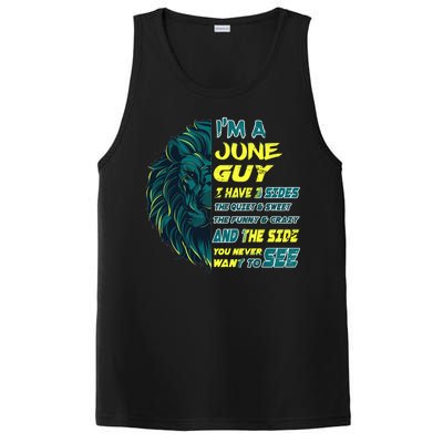 June Birthday Guy Has 3 Sides Sweet Funny Crazy  PosiCharge Competitor Tank