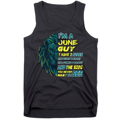 June Birthday Guy Has 3 Sides Sweet Funny Crazy  Tank Top