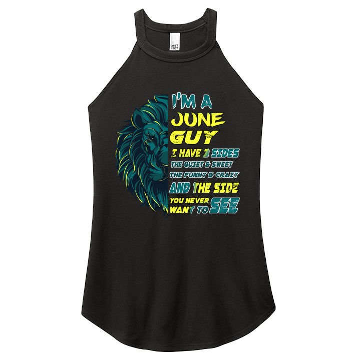 June Birthday Guy Has 3 Sides Sweet Funny Crazy  Women's Perfect Tri Rocker Tank