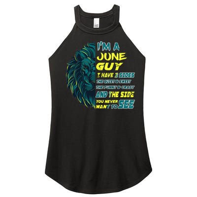 June Birthday Guy Has 3 Sides Sweet Funny Crazy  Women’s Perfect Tri Rocker Tank