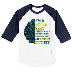 June Birthday Guy Has 3 Sides Sweet Funny Crazy  Baseball Sleeve Shirt