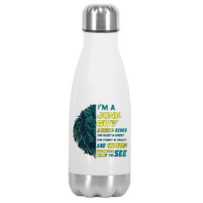 June Birthday Guy Has 3 Sides Sweet Funny Crazy  Stainless Steel Insulated Water Bottle