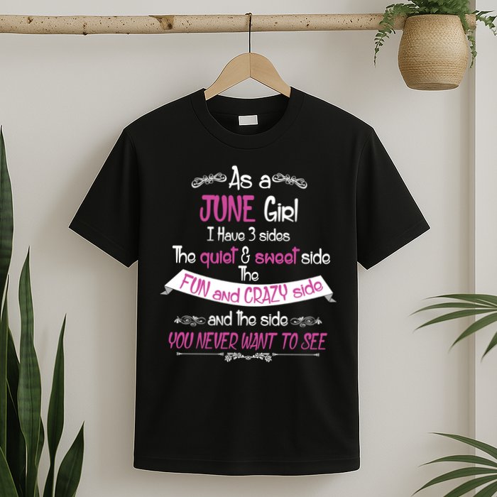 June Girl Sweet But Crazy Funny Birthday T-Shirt