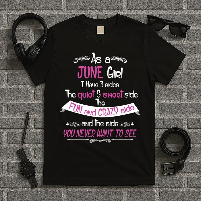 June Girl Sweet But Crazy Funny Birthday T-Shirt