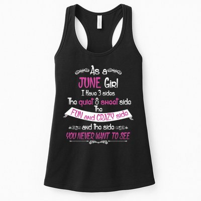 June Girl Sweet But Crazy Funny Birthday Womens Tank Top