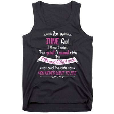 June Girl Sweet But Crazy Funny Birthday Tank Top