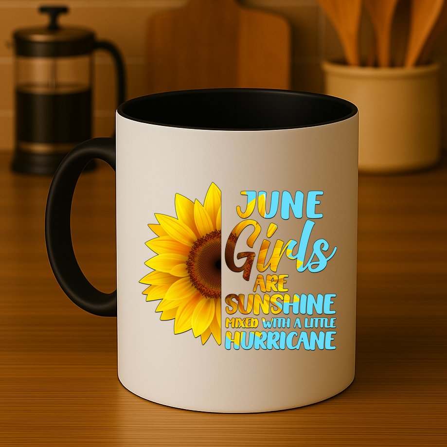 June Girls Are Sunshine Mixed With A Little Hurricane Mug