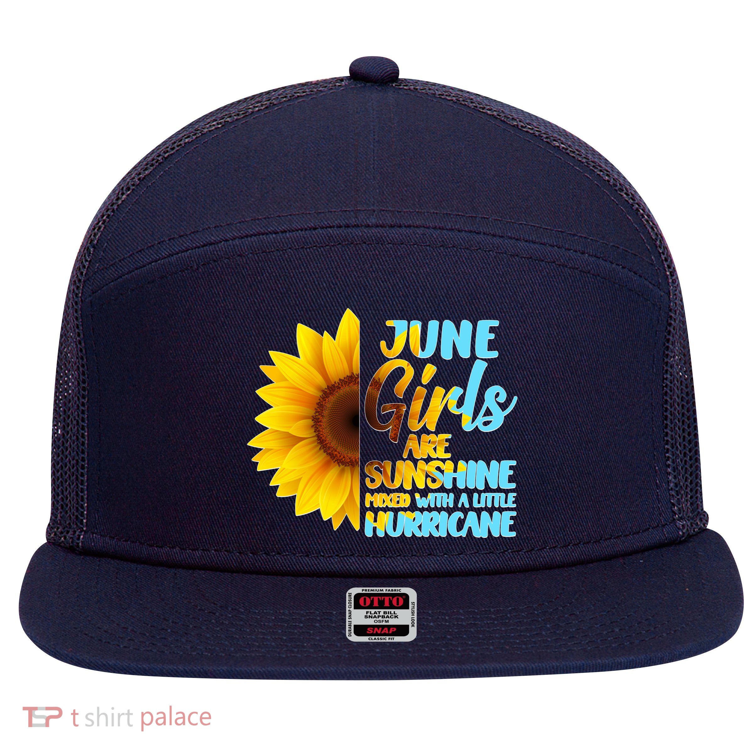 June Girls Are Sunshine Mixed With A Little Hurricane 7 Panel Mesh Trucker Snapback Hat