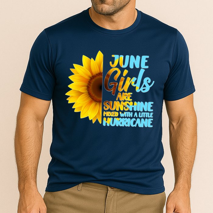 June Girls Are Sunshine Mixed With A Little Hurricane Cooling Performance Crew T-Shirt