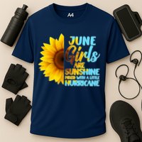 June Girls Are Sunshine Mixed With A Little Hurricane Cooling Performance Crew T-Shirt