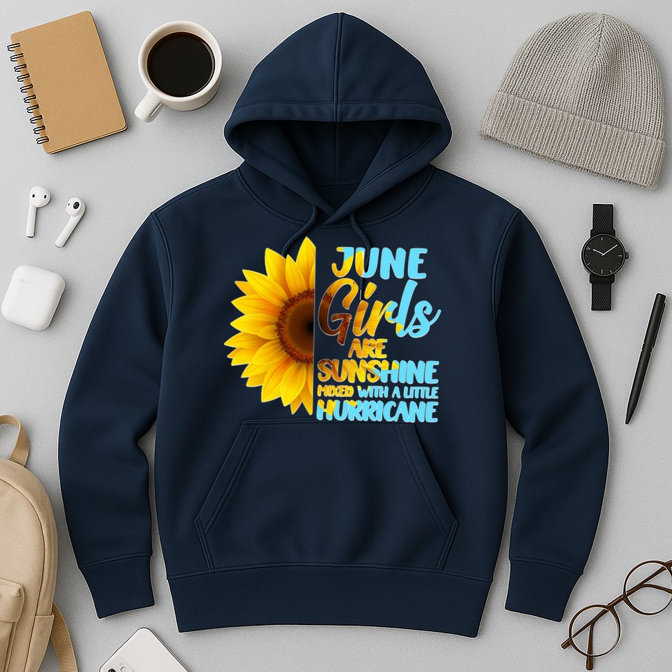 June Girls Are Sunshine Mixed With A Little Hurricane Hoodie