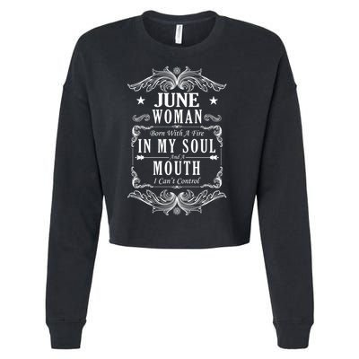 June Woman Funny Birthday Cropped Pullover Crew