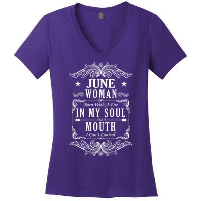 June Woman Funny Birthday Women's V-Neck T-Shirt