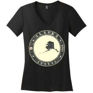 Juneau Alaska Retro Women's V-Neck T-Shirt