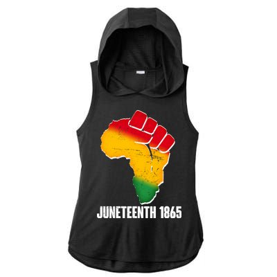 Juneteenth 1865 Africa Map Fist Ladies PosiCharge Tri-Blend Wicking Draft Hoodie Tank