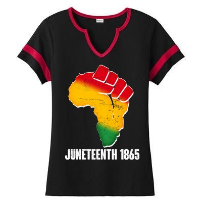 Juneteenth 1865 Africa Map Fist Ladies Halftime Notch Neck Tee