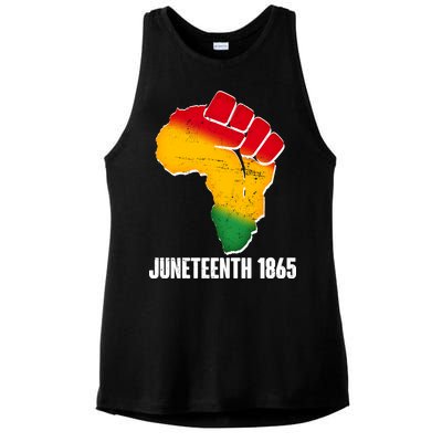 Juneteenth 1865 Africa Map Fist Ladies PosiCharge Tri-Blend Wicking Tank