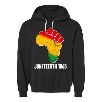Juneteenth 1865 Africa Map Fist Garment-Dyed Fleece Hoodie