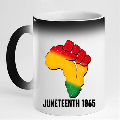 Juneteenth 1865 Africa Map Fist 11oz Black Color Changing Mug