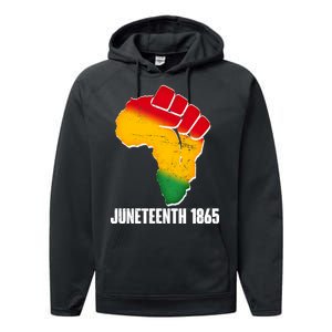 Juneteenth 1865 Africa Map Fist Performance Fleece Hoodie