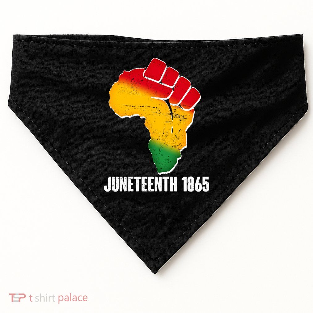 Juneteenth 1865 Africa Map Fist USA-Made Doggie Bandana