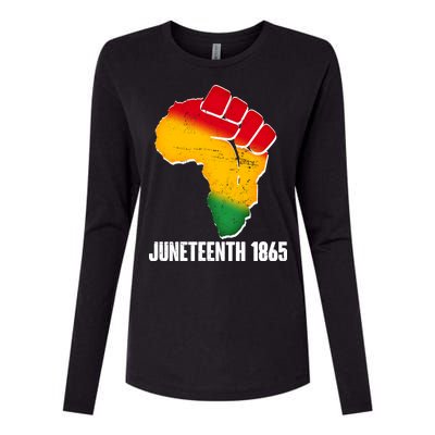 Juneteenth 1865 Africa Map Fist Womens Cotton Relaxed Long Sleeve T-Shirt