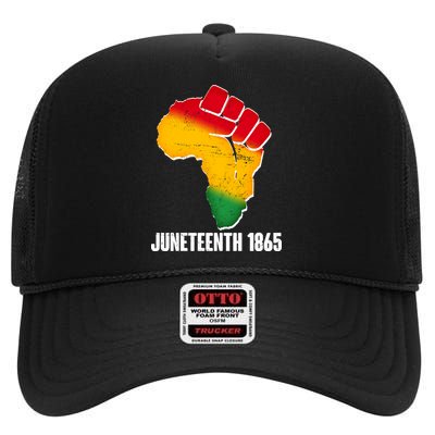 Juneteenth 1865 Africa Map Fist High Crown Mesh Back Trucker Hat