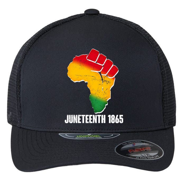 Juneteenth 1865 Africa Map Fist Flexfit Unipanel Trucker Cap