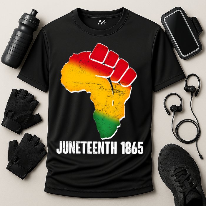 Juneteenth 1865 Africa Map Fist Performance Shirt