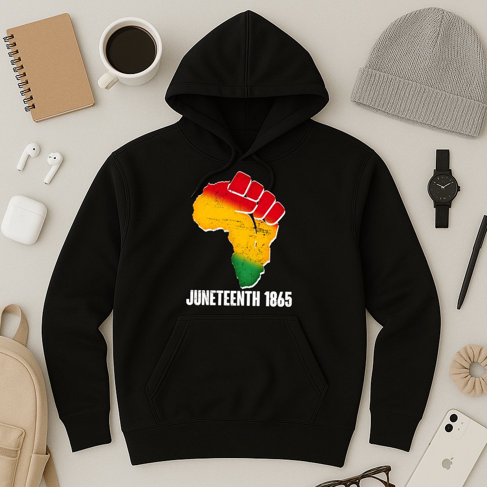Juneteenth 1865 Africa Map Fist Hoodie