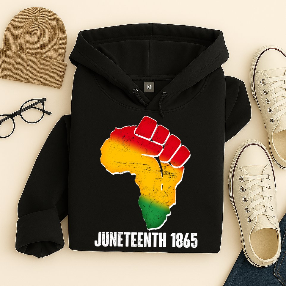 Juneteenth 1865 Africa Map Fist Hoodie