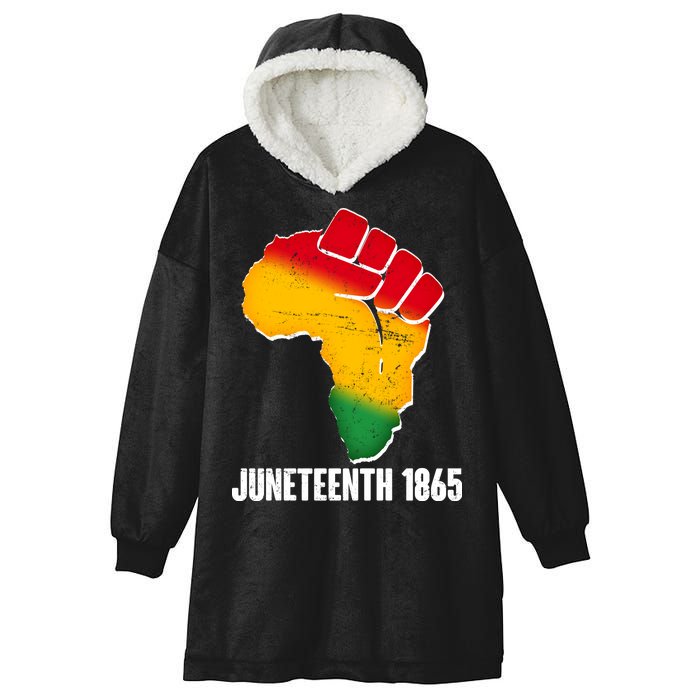 Juneteenth 1865 Africa Map Fist Hooded Wearable Blanket