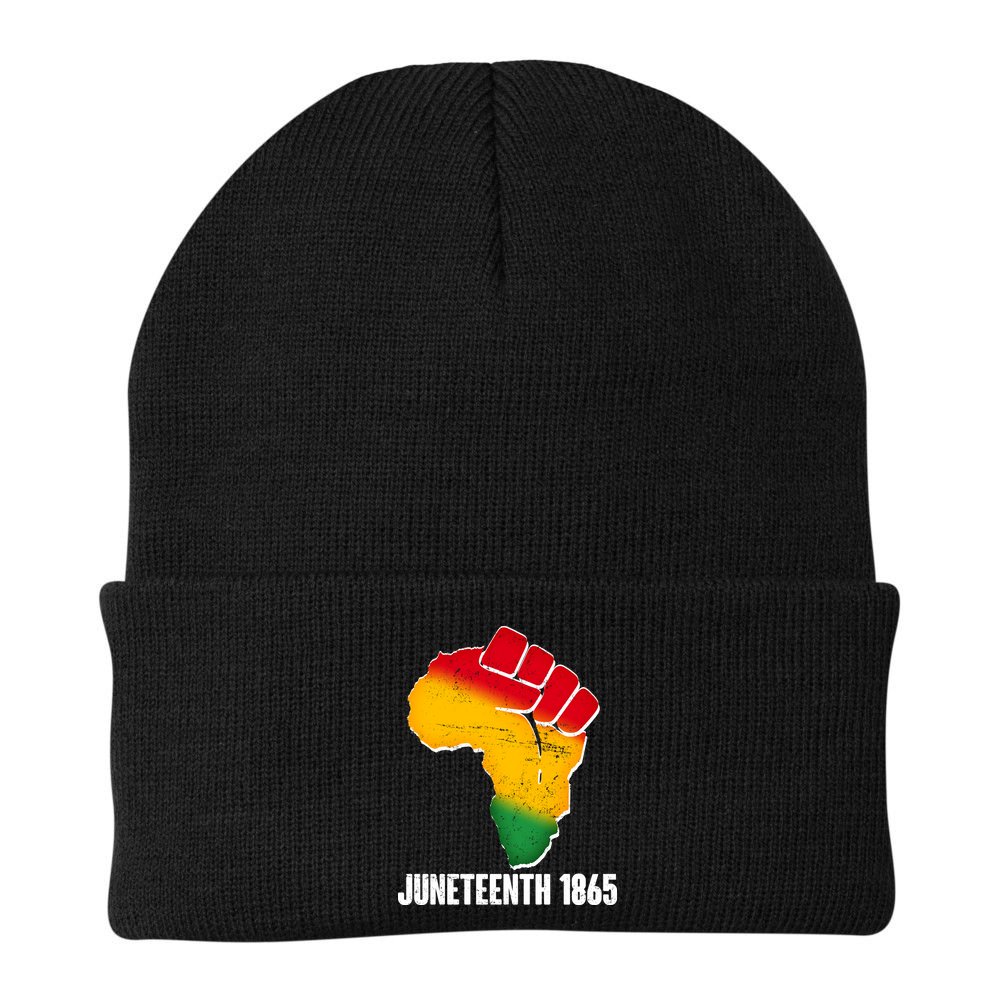Juneteenth 1865 Africa Map Fist Beanie