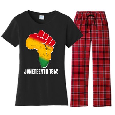 Juneteenth 1865 Africa Map Fist Women's Flannel Pajama Set