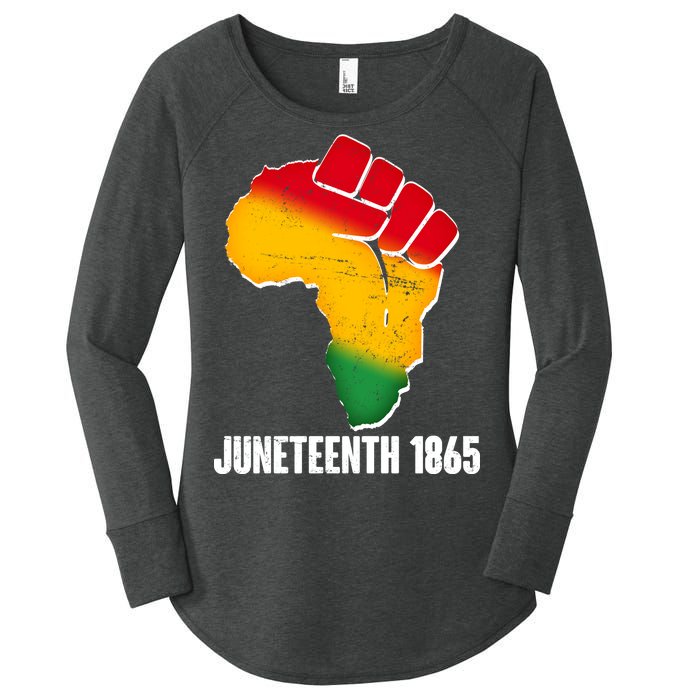 Juneteenth 1865 Africa Map Fist Women's Perfect Tri Tunic Long Sleeve Shirt