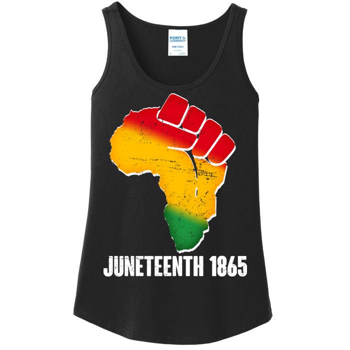 Juneteenth 1865 Africa Map Fist Ladies Essential Tank