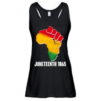 Juneteenth 1865 Africa Map Fist Ladies Essential Flowy Tank