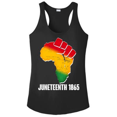 Juneteenth 1865 Africa Map Fist Ladies PosiCharge Competitor Racerback Tank