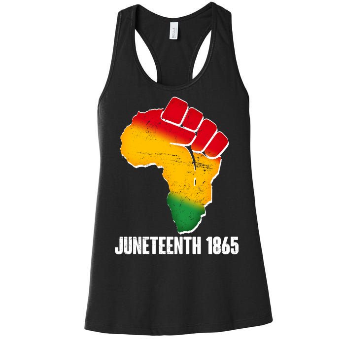 Juneteenth 1865 Africa Map Fist Women's Racerback Tank