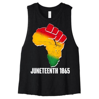 Juneteenth 1865 Africa Map Fist Women's Racerback Cropped Tank