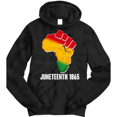 Juneteenth 1865 Africa Map Fist Tie Dye Hoodie