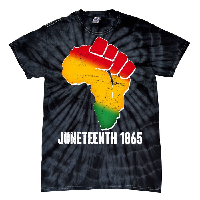 Juneteenth 1865 Africa Map Fist Tie-Dye T-Shirt