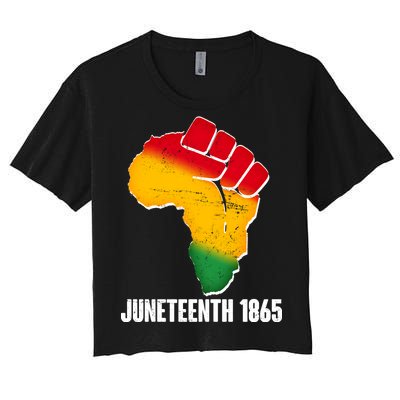 Juneteenth 1865 Africa Map Fist Women's Crop Top Tee