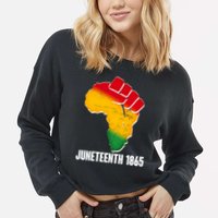 Juneteenth 1865 Africa Map Fist Cropped Pullover Crew