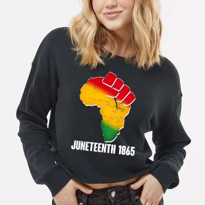 Juneteenth 1865 Africa Map Fist Cropped Pullover Crew