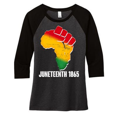 Juneteenth 1865 Africa Map Fist Women's Tri-Blend 3/4-Sleeve Raglan Shirt