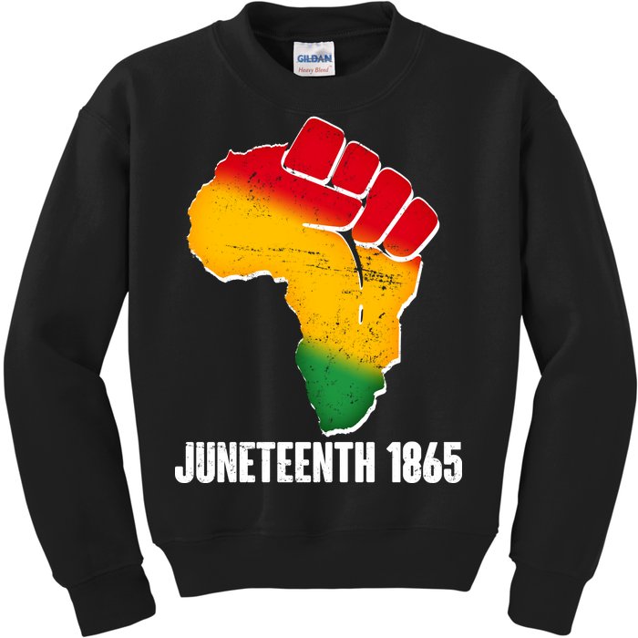 Juneteenth 1865 Africa Map Fist Kids Sweatshirt