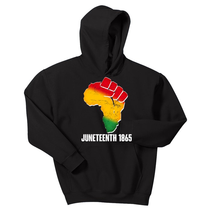 Juneteenth 1865 Africa Map Fist Kids Hoodie