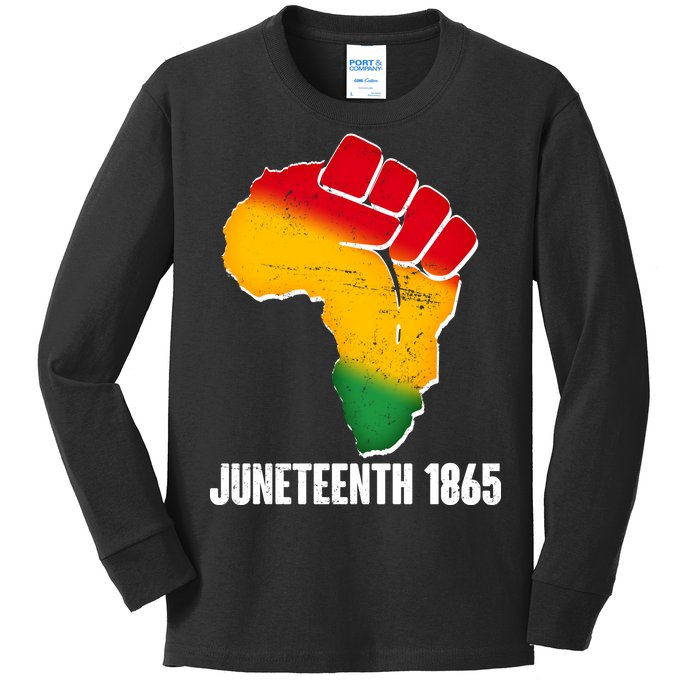 Juneteenth 1865 Africa Map Fist Kids Long Sleeve Shirt