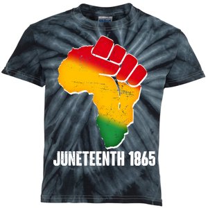 Juneteenth 1865 Africa Map Fist Kids Tie-Dye T-Shirt